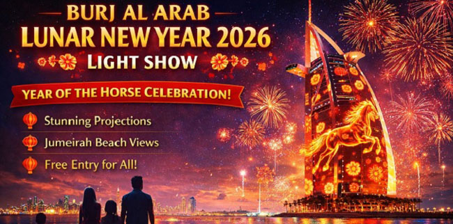 The Burj Al Arab Lunar New Year light show 2026, best spots, timings, and visitor tips